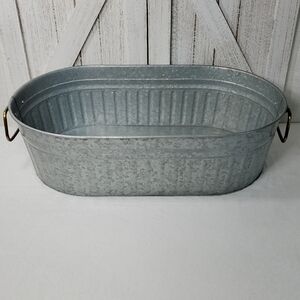 Galvanized Metal Tub with Side Handles Basket Ice Bucket Flower Storage